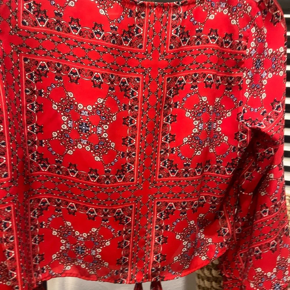 Red Patterned Women's Top - Picture 4 of 4